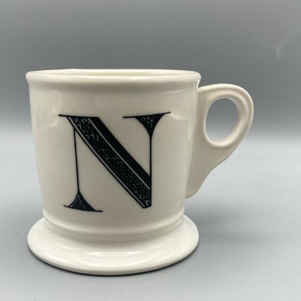 Anthropologie Monogram Letter N Name Initial‎ 12 oz Coffee Mug Tea Shaving Cup